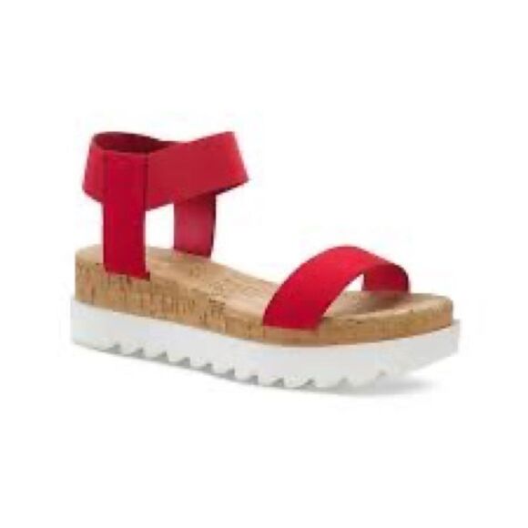 Sun & Stone red size 7 summer open toe wedge sandals - Picture 1 of 2